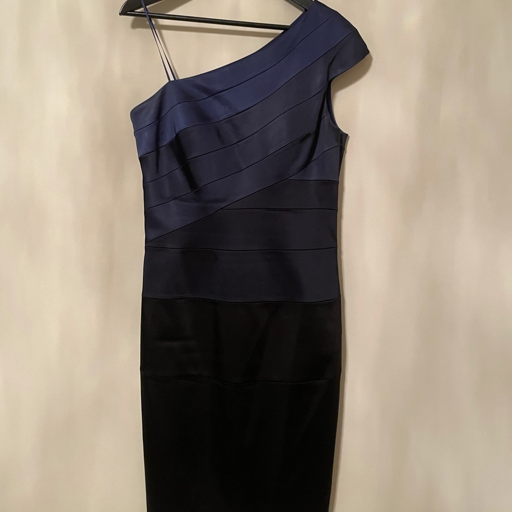 JAX Blue one shoulder midi dress